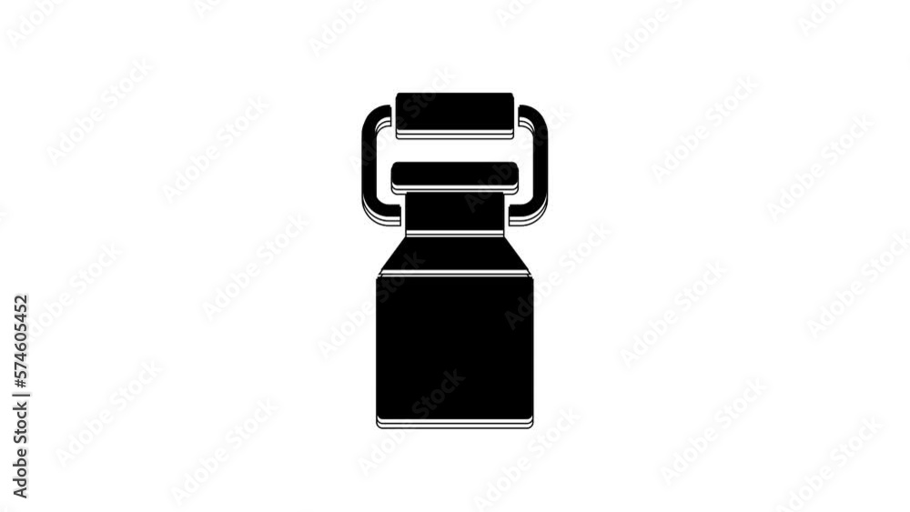 Black Can container for milk icon isolated on white background. 4K Video motion graphic animation Black Can container for milk icon isolated on white background. 4K Video motion graphic animation