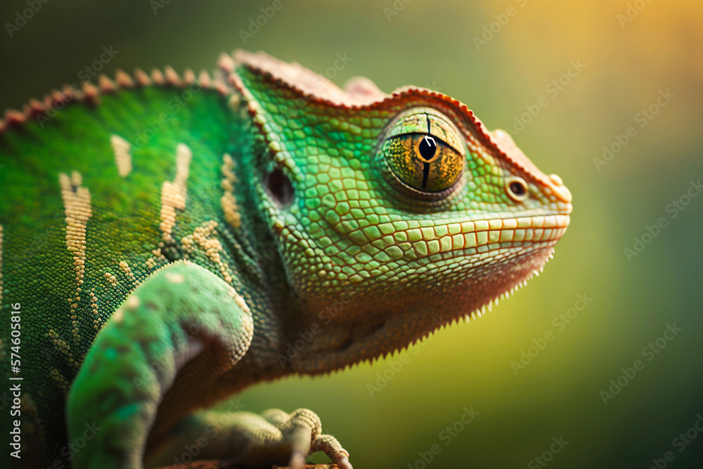 Fototapeta premium Close up of chameleon. Generative AI