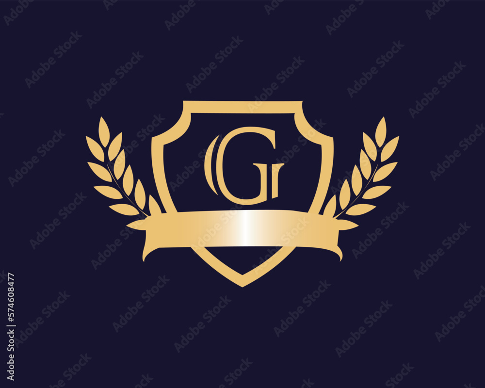 golden shield with laurel wreath golden shield with laurel wreath