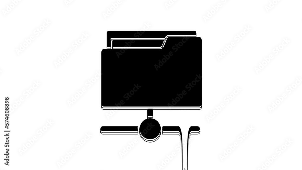 Black FTP folder icon isolated on white background. Software update, transfer protocol, router, teamwork tool management, copy process, info. 4K Video motion graphic animation Black FTP folder icon isolated on white background. Software update, transfer protocol, router, teamwork tool management, copy process, info. 4K Video motion graphic animation