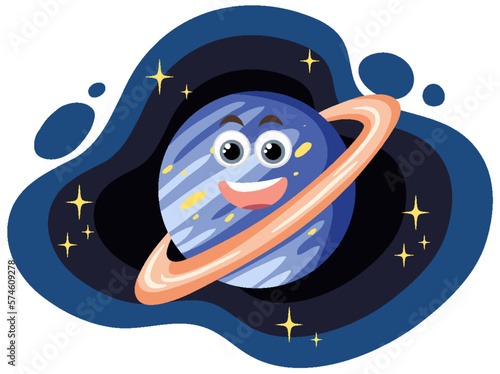 Cartoon Saturn planet with facial expression