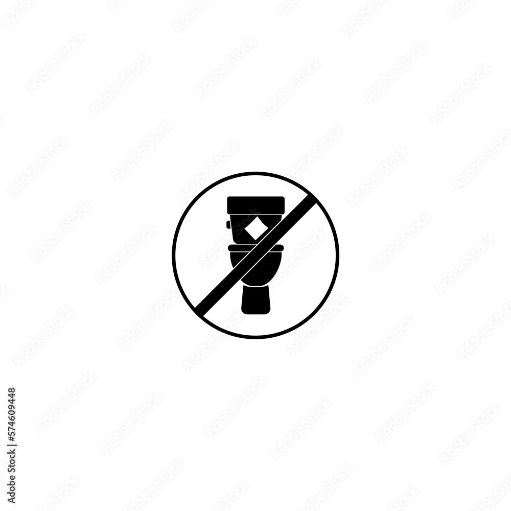 Do not flush line icon. Vector illustration of toilet prohibition on white Do not flush line icon. Vector illustration of toilet prohibition on white