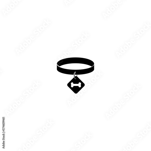 Collar with bone glyph icon. Symbol, logo illustration on white background.
