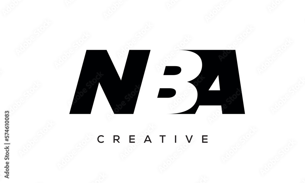 NBA letters negative space logo design. creative typography monogram vector	
