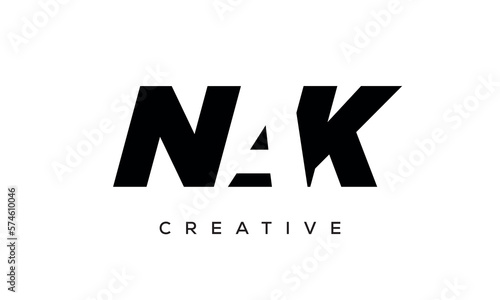 NAK letters negative space logo design. creative typography monogram vector	
