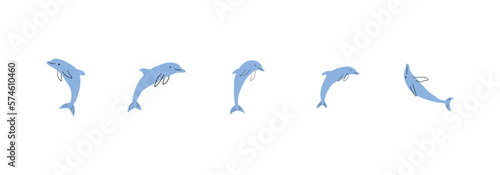 Nautical Dolphin. Sea Underwater animal. Vector illustration