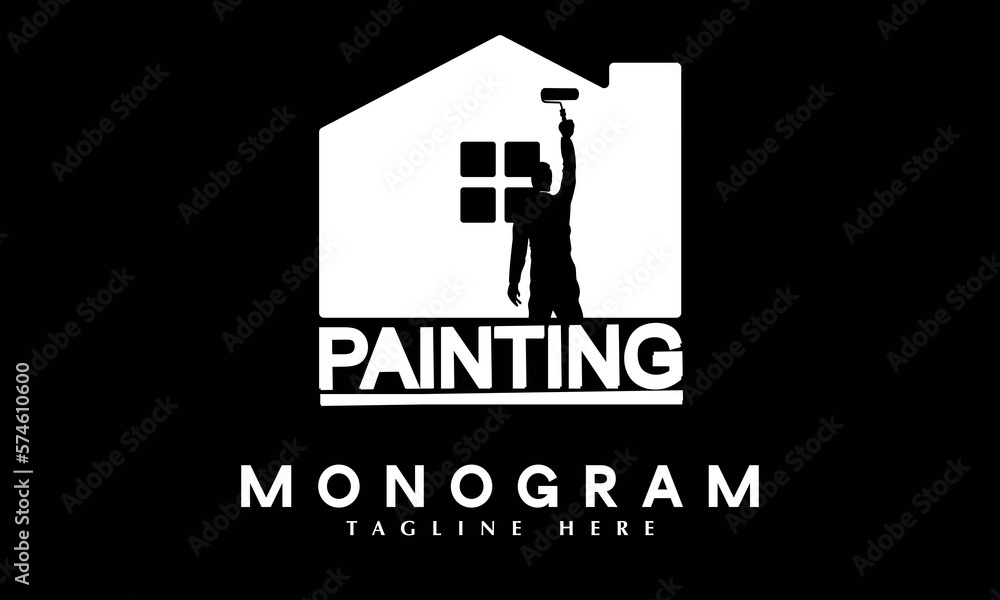 House PAINTING man real estate business company logo vector template