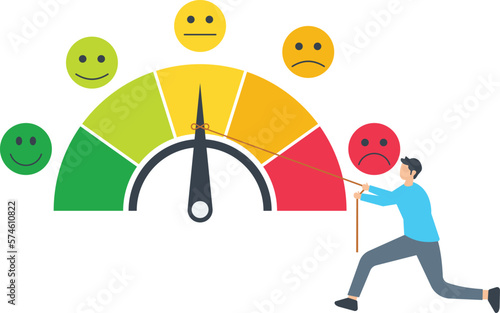 Man giving dissatisfied review, Dissatisfaction, dislike or negative feedback, angry customer or dissatisfied employee, angry review, wrong rating or complaint concept