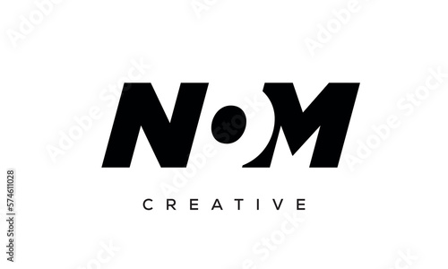 NOM letters negative space logo design. creative typography monogram vector 