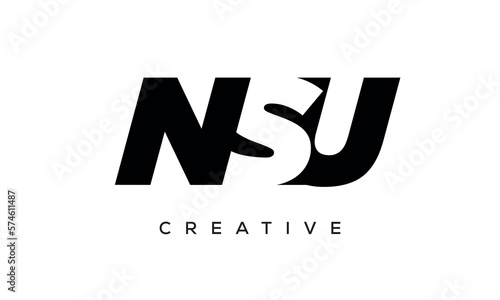 NSU letters negative space logo design. creative typography monogram vector 