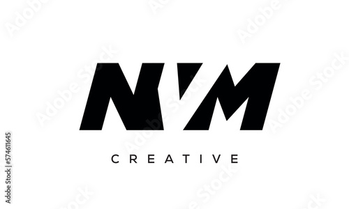 NVM letters negative space logo design. creative typography monogram vector 