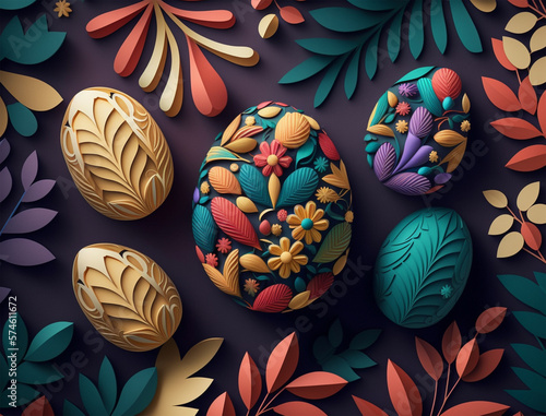 Bright eggs with abstract o...