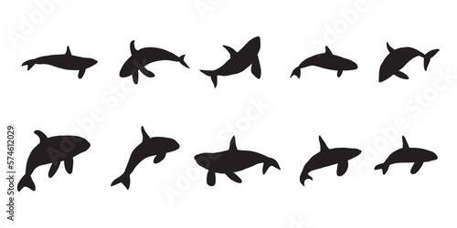 Orca whales. Sea animal killer whales. Marine animal in Scandinavian style.