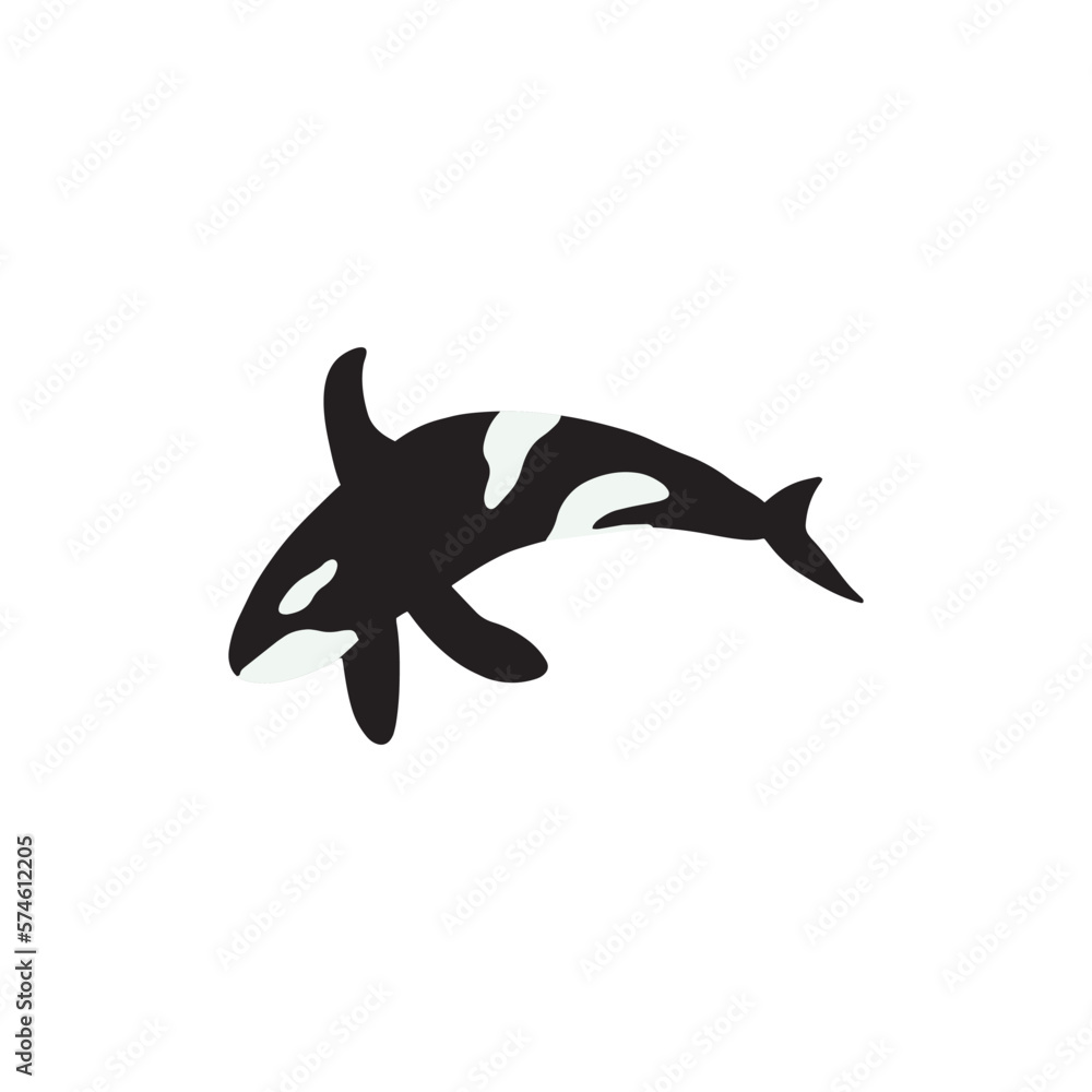 Fototapeta premium Orca whales. Sea animal killer whales. Marine animal in Scandinavian style.