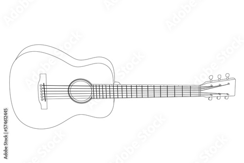Acoustic guitar line art vector black and white 