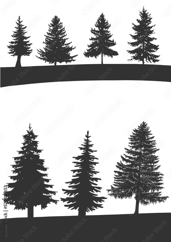 Fototapeta premium Vector set of trees