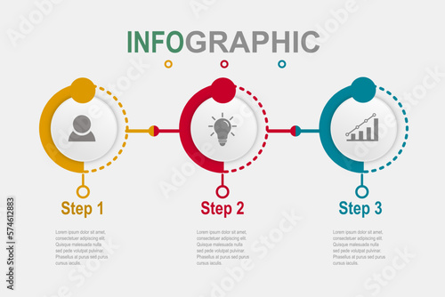 Infographic template for business plan ,strategy, roadmap. 3 Steps Modern Timeline diagram with graphs and business icon, presentation vector infographics