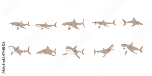 Shark. Sea animal. Marine animal in Scandinavian style.