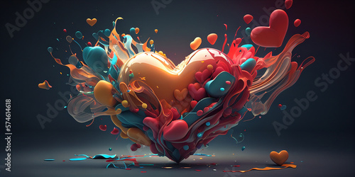 Abstract Heart Illustration, Love, Attraction, Romantic Concept