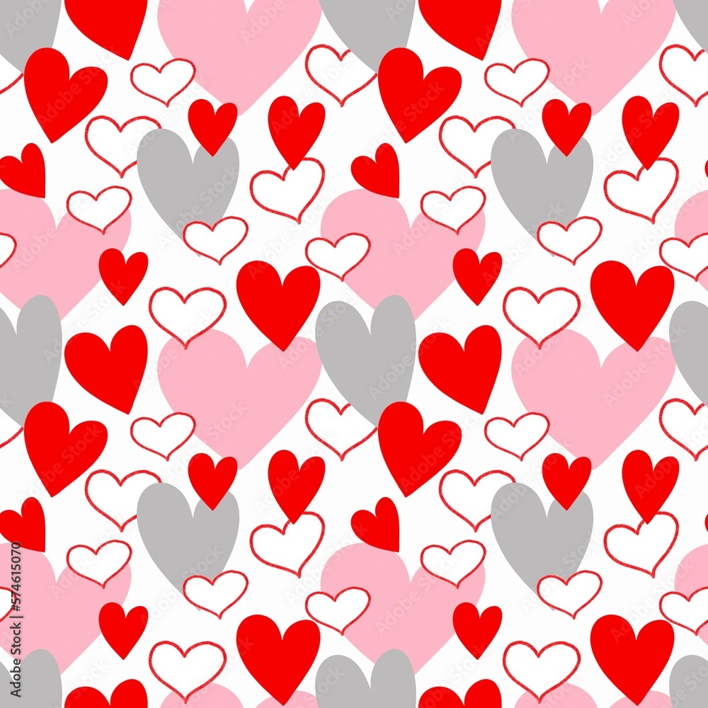 Romantic seamless pattern. Background for Valentin's day with hearts