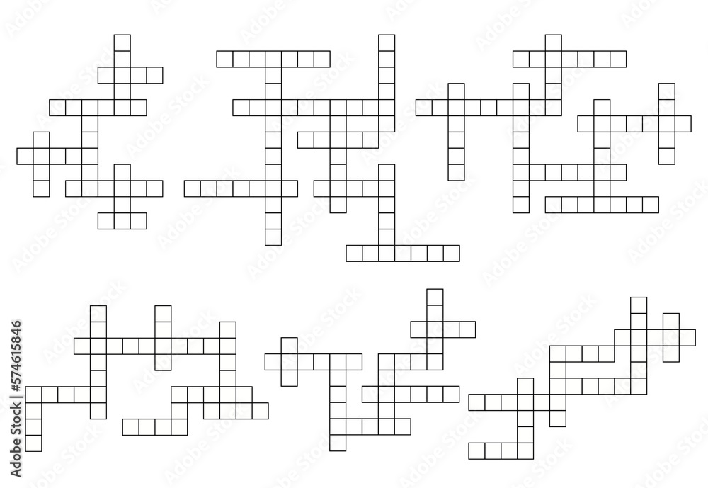 Crossword quiz grids set, vocabulary game template Crossword quiz grids set, vocabulary game template
