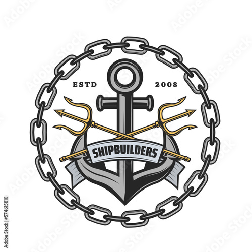 Shipbuilders heraldic icon, anchor and tridents