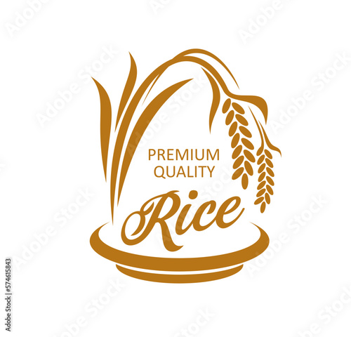 Organic rice farm, agriculture company icon
