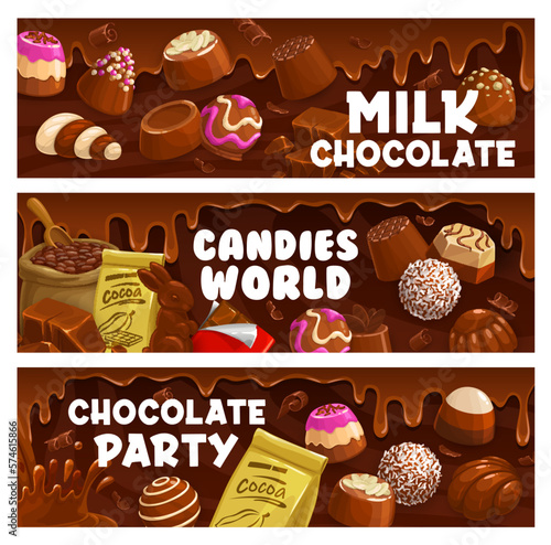 Milk chocolate, praline and fudge candy, souffle