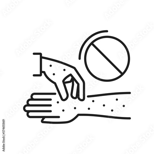 Child boy with chicken pox, skin rash outline icon