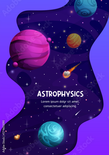 Astrophysics cartoon galaxy starry nebula, space