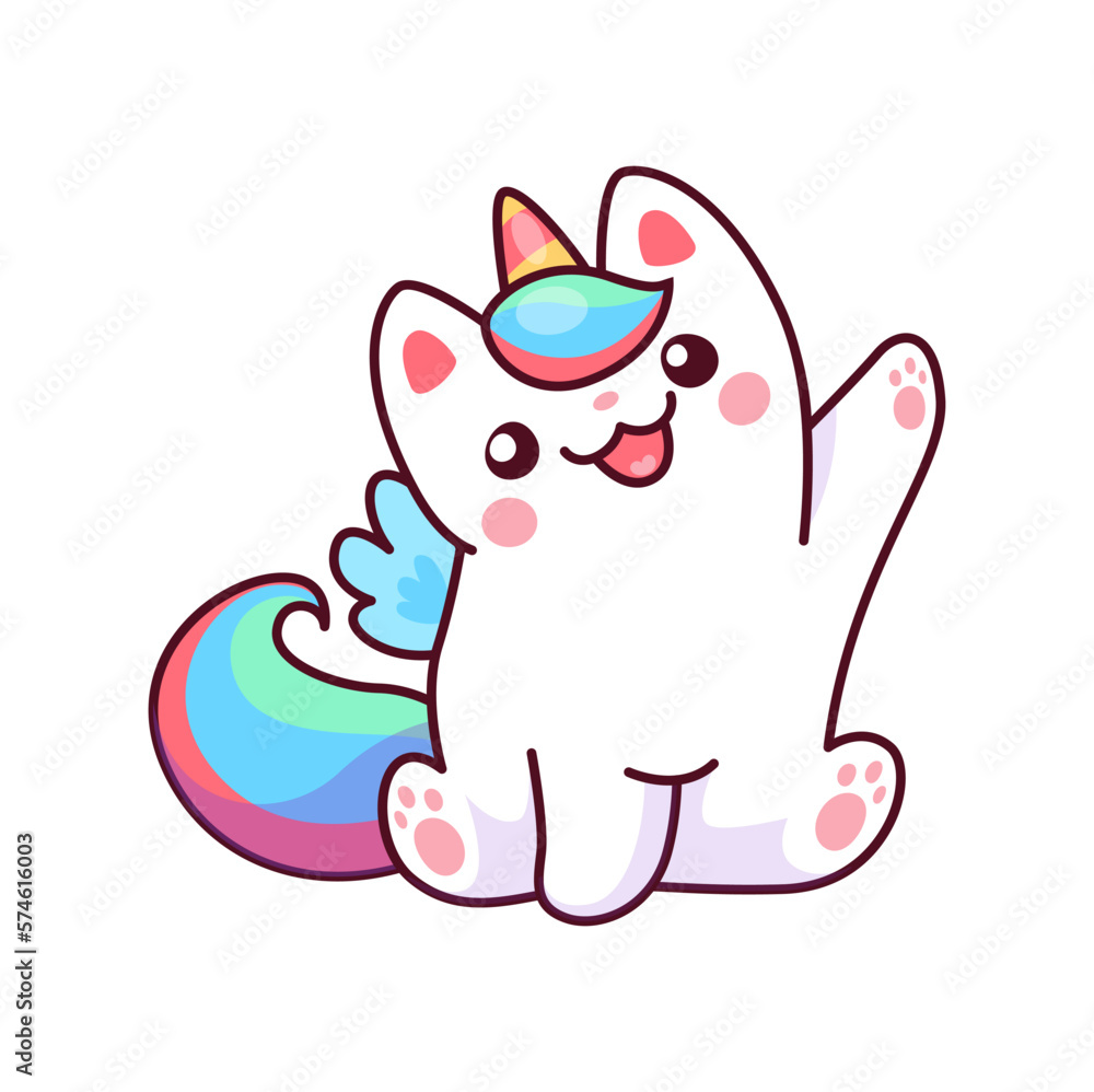 Caticorn character, Isolated vector unicorn cat Caticorn character, Isolated vector unicorn cat