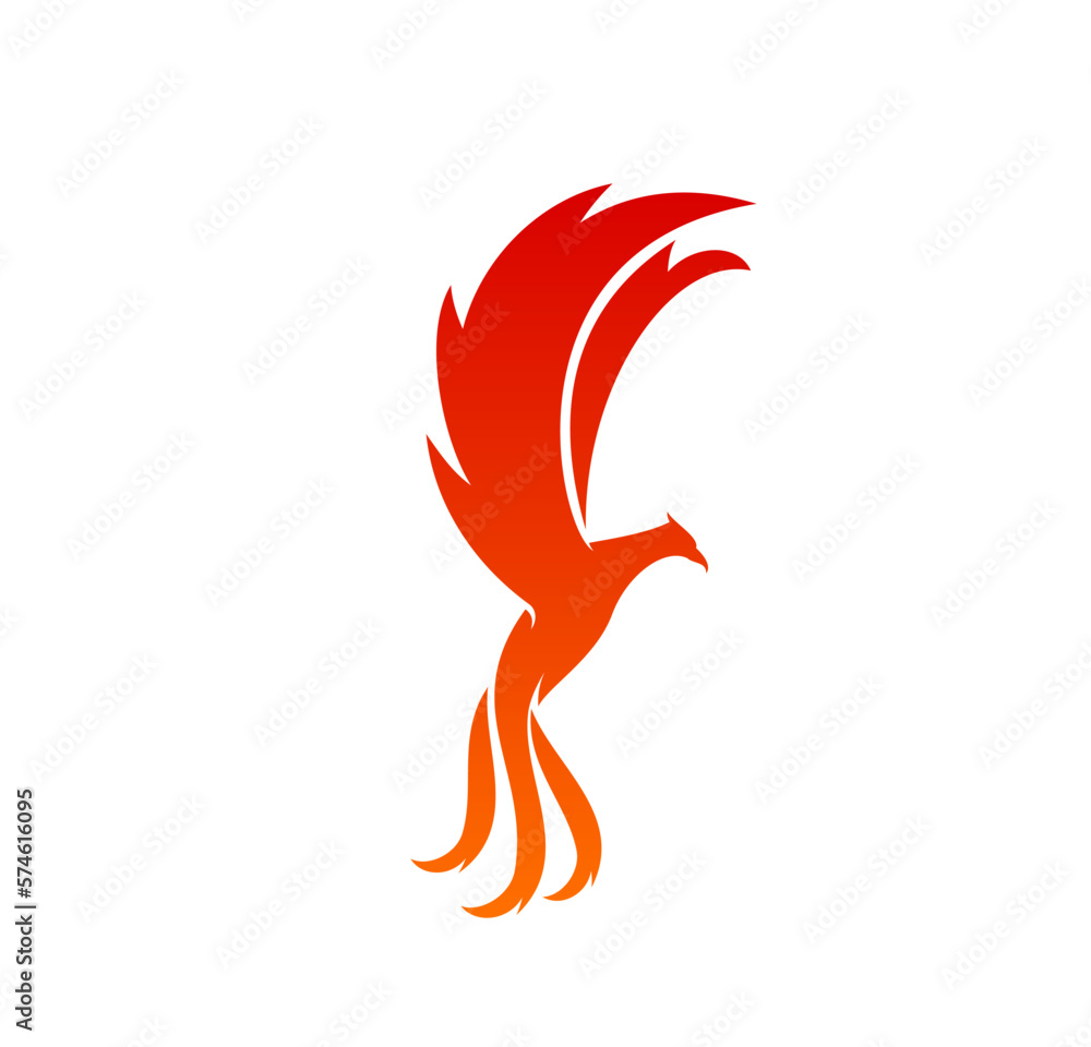 Phoenix, magic flaming bird icon or symbol Phoenix, magic flaming bird icon or symbol