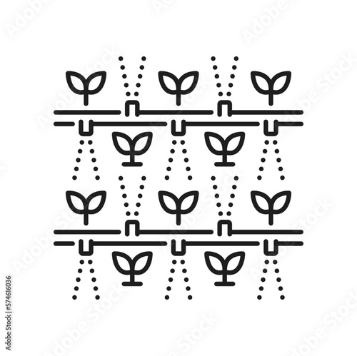 Farmland irrigation, agriculture watering icon