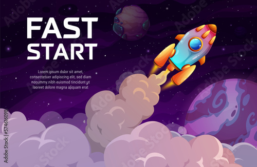 Rocket launch, business fast start, boost concept