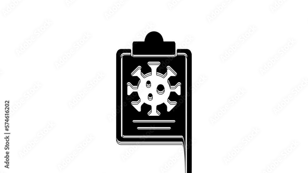 Black Medical clipboard with blood test results icon isolated on white background. Clinical record, medical check marks report. 4K Video motion graphic animation Black Medical clipboard with blood test results icon isolated on white background. Clinical record, medical check marks report. 4K Video motion graphic animation
