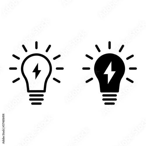 lightbulb with lightbing bolt, electricity symbol icon vector