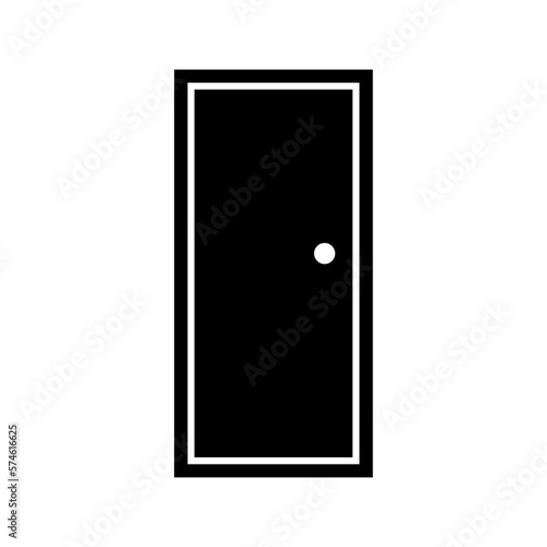 Door icon isolated on white background. Door illustration. Black pictogram. Interior