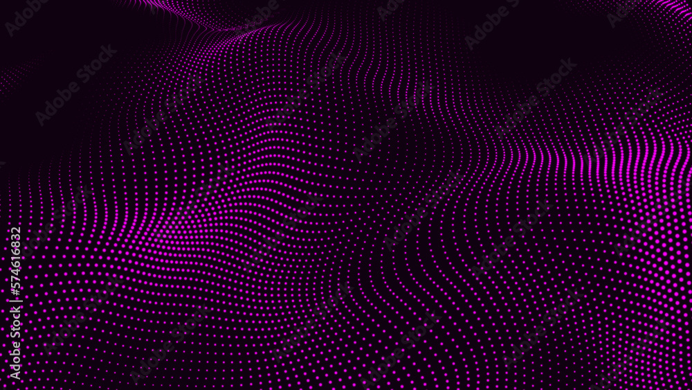 Abstract Trapcode Form digital particle wave. Animation cyber or ...