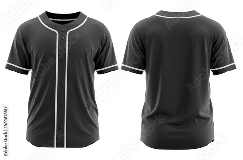 Baseball jersey for men's, 3d render, Black