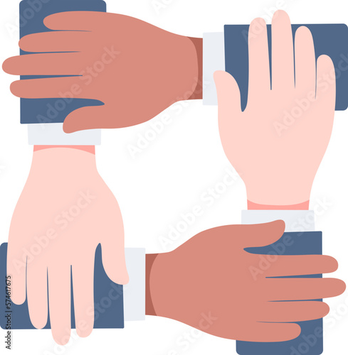 Collaboration cooperation partnership team teamwork business financial hand Flat