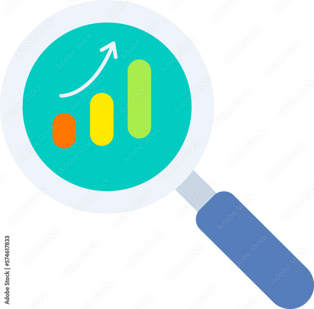 Look report growth analysis Business magnifying company startup Colored Flat Look report growth analysis Business magnifying company startup Colored Flat