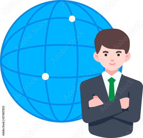 Outsourcing business worker working resource team company cute Flat