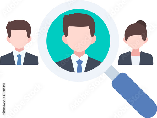 Recruitment looking team resource business magnifying company startup Flat