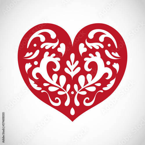 Beautiful heart vector illustration with decorative ornaments