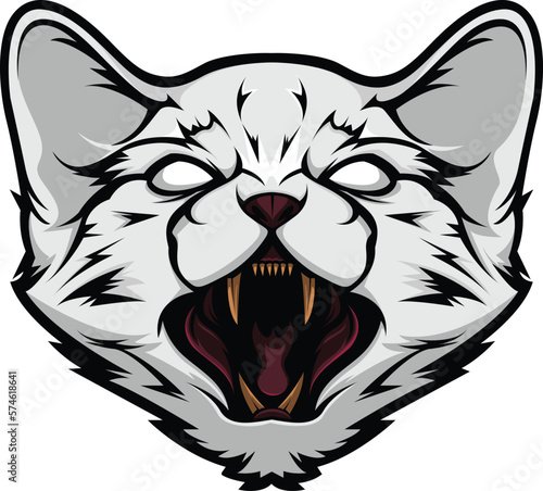  illustration vector graphic of angry cat head mascot good for logo sport ,t-shirt ,logo
