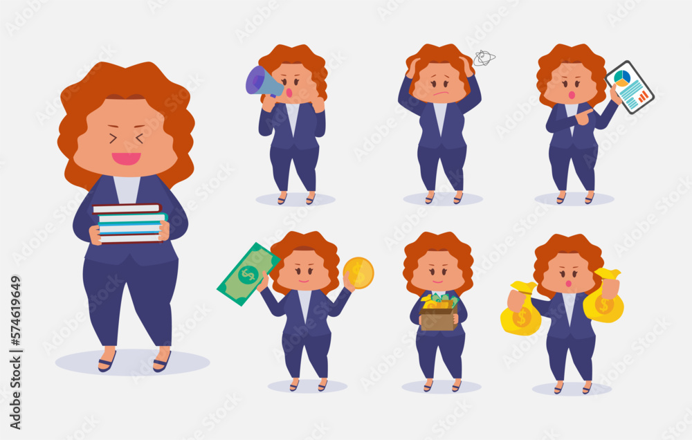 Set of Businesswoman in different poses cartoon vector Set of Businesswoman in different poses cartoon vector