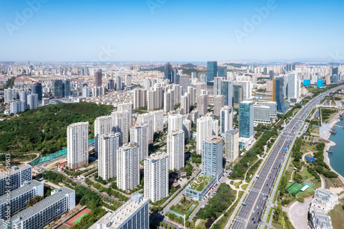 Aerial photography of modern urban architecture scenery in Qingdao, China © 昊 周