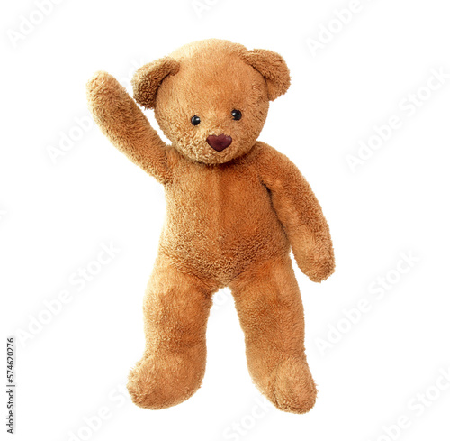 Brown teddy bear baby toy on a white background.