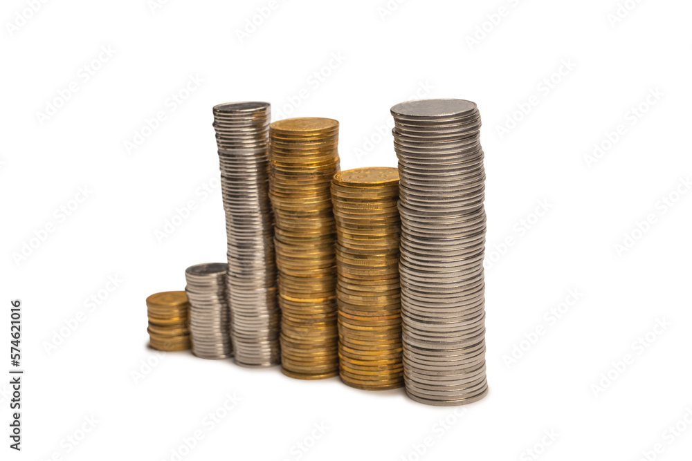 Pile of coins isolated on a white background. Pile of coins isolated on a white background.