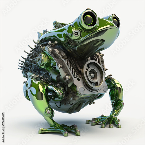 Frog robot from car engine parts isolated on white © Johlan Higs